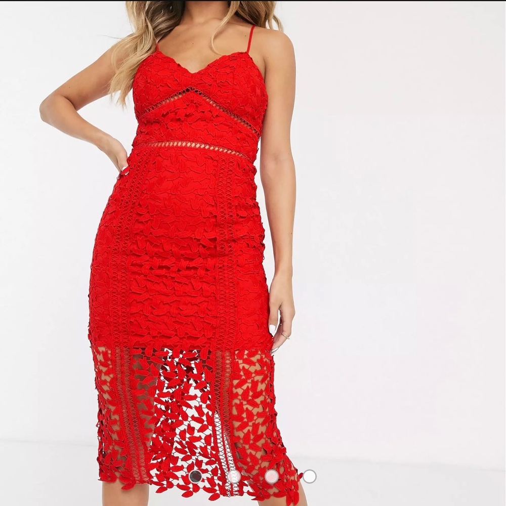 NWOT ❤️Bardot lace midi dress in red